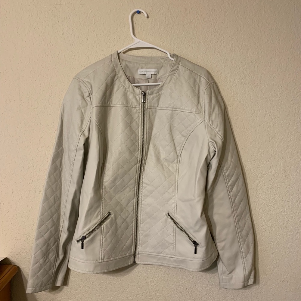 New York & Co beige synthetic leather jacket